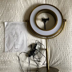 Pottery Barn Watson Gold Adjustable Ring Light Mirror
